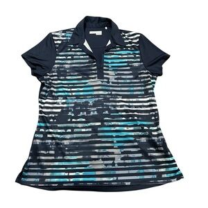 Callaway Pattern Printed Navy Golf Polo Shirt Optidry Athletic collar breathable